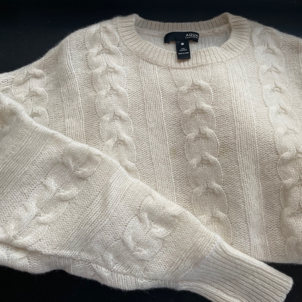 Aqua Cashmere Cable-Knit Sweater